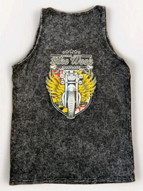 Bike Week Ocean City MD Tank Top Acid Wash Motorcycle Biker Graphic Mens L XL